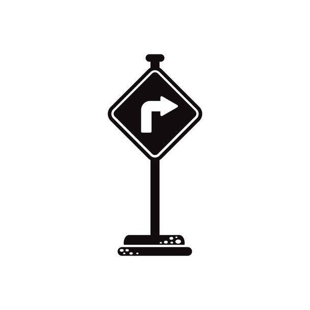 白い背景の道路標識に黒いベクター アイコン - ベクター画像
