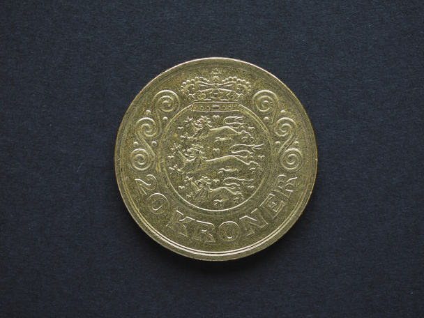 20 Danish Krone (DKK) coin, currency of Denmark (DK) - Photo, Image