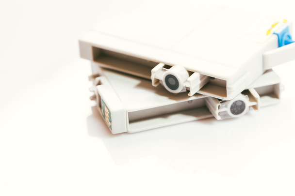 printer gray cartridges on a white background - Photo, Image