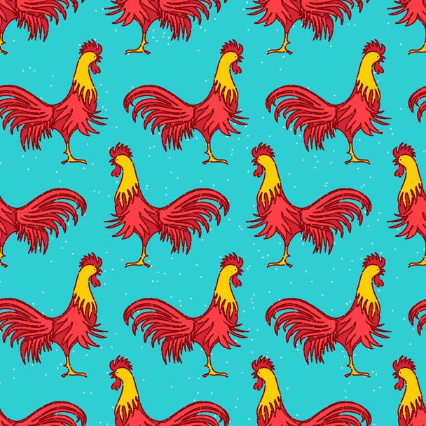 Rooster seamless pattern - Vettoriali, immagini