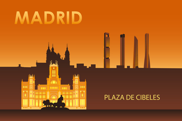 Cybele palace éjjel Madridban - Vektor, kép