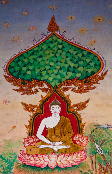 The Thai painting art about buddha status on wall of the temple - Foto, immagini