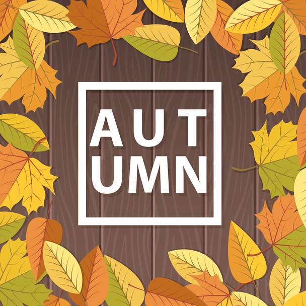 Autumn background with leaves frame and copy space in the centre - Vector, Image