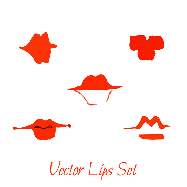 Bocetos vectoriales de labios femeninos. Dibujado a mano conjunto de diseños de labios de mujeres. - Vector, imagen