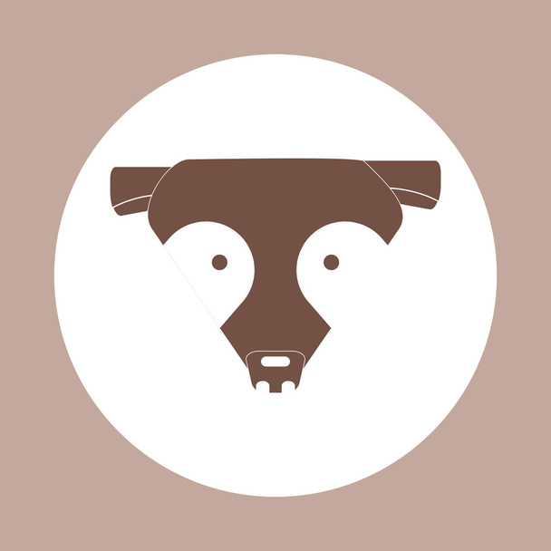 Vector icon in flat design on colorful background badger face - Vector, Image