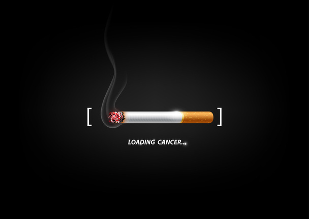 Stop dla niepalących koncepcja ogłoszenie, papieros, spalanie jako pasek ładowania raka, wektor - Wektor, obraz
