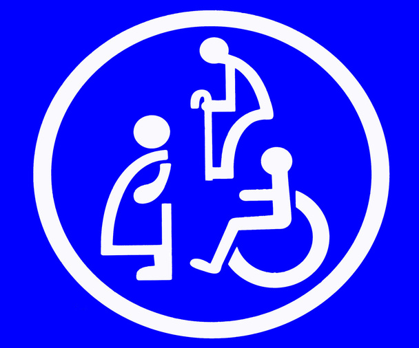 Kylpyhuoneen merkki vanhalle miehelle ja invalidille ja raskaana olevalle
 - Valokuva, kuva