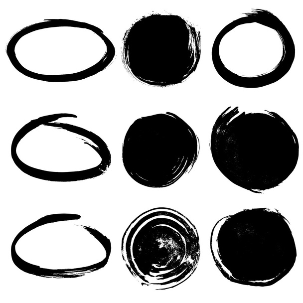 Colection of round ink frames and background - Vector, Image
