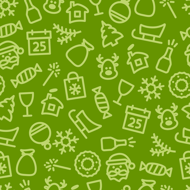 Christmas icon set seamless pattern - Vector, afbeelding