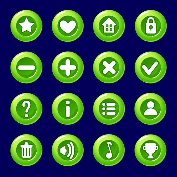 cartoon green Candy vector buttons for game - Vektor, obrázek