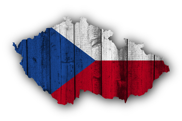 Térkép és a fa Cseh Köztársaság zászlaja - Fotó, kép