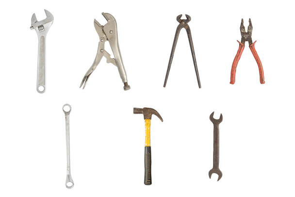 Image ensemble isolé d'anciens outils de travail. Sentier de coupe
 - Photo, image