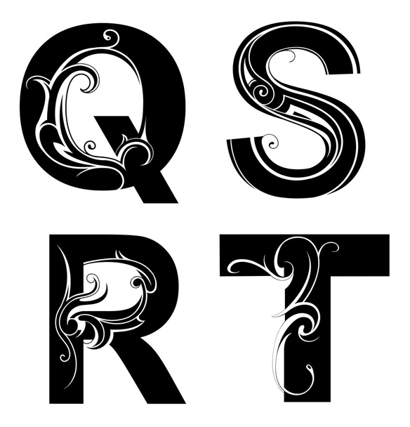 Decorative alphabet set - Vettoriali, immagini