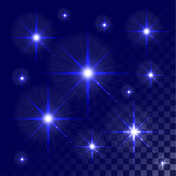 Set of Vector glowing light effect stars bursts on transparent background. . Abstract colorful wallpaper. - Vetor, Imagem