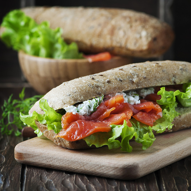 sandwich with cheese and salmon - Zdjęcie, obraz
