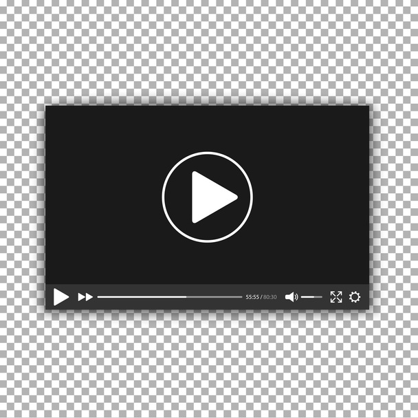 Realistic video player with shadow on plaid background. Vector illustration. - Vector, Image