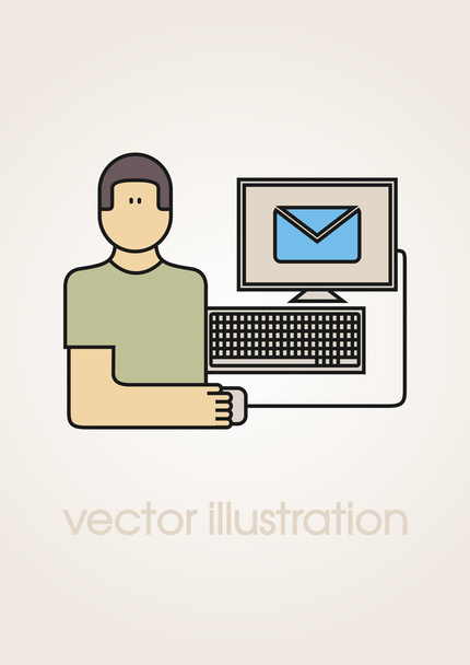 Man and computer. - Vector, Imagen
