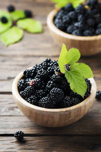 Wild blackberries in bowls - Valokuva, kuva