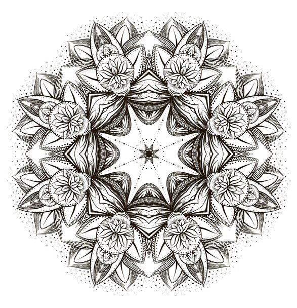 Ethnic zentangled ornamental Lotus - Vettoriali, immagini