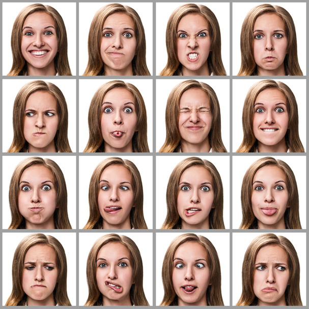 Jeune femme exprimant différentes émotions
 - Photo, image