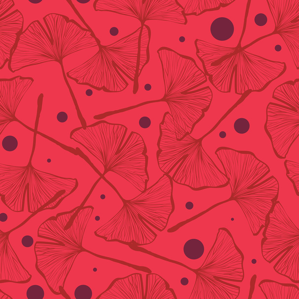 Gingko biloba seamless vector background pattern - Διάνυσμα, εικόνα