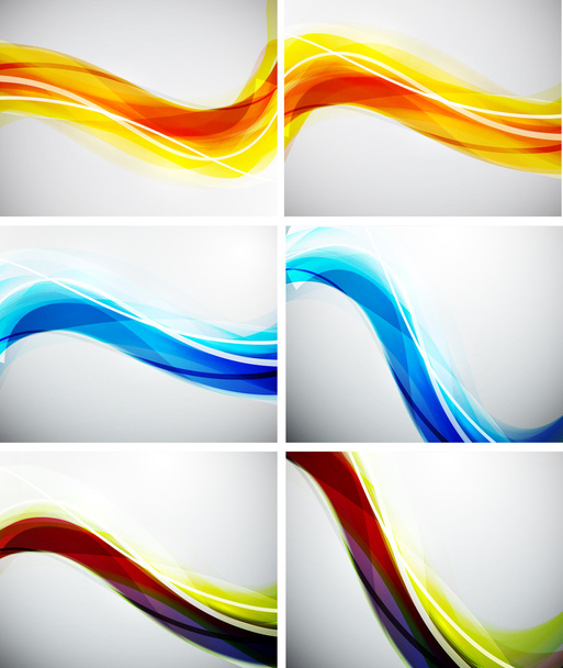 Set of color wave backgrounds - Vector, Image