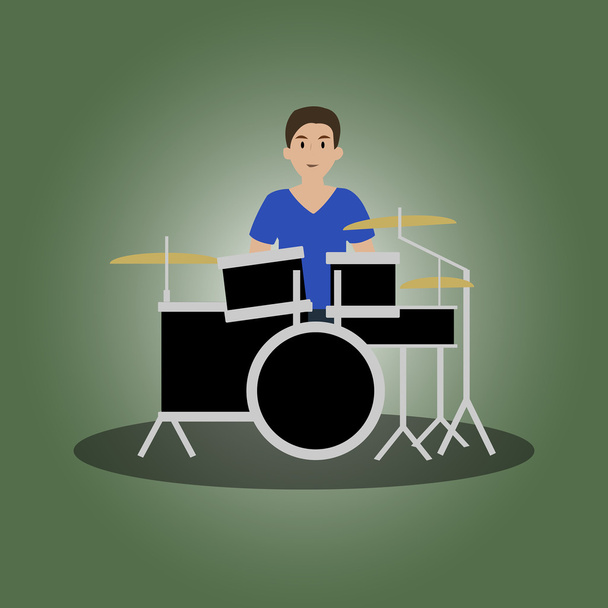 music icon drum and drummer - Vector, Image