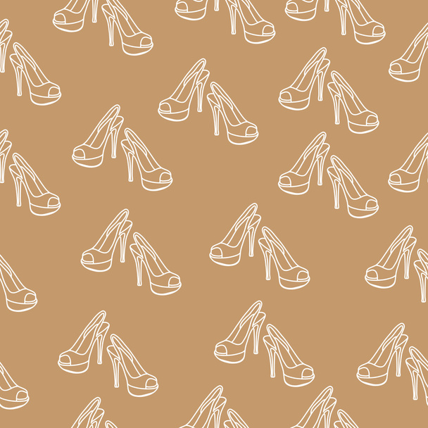 Shoes hand drawing seamless texture. Shoes line, doodle style. Vector illustration - Vector, Image