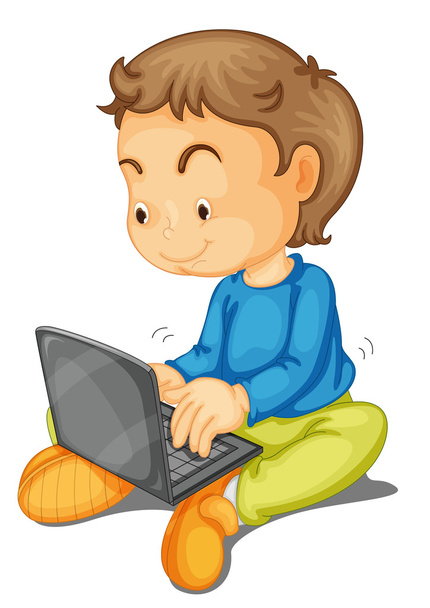 a boy with laptop - Vector, Imagen