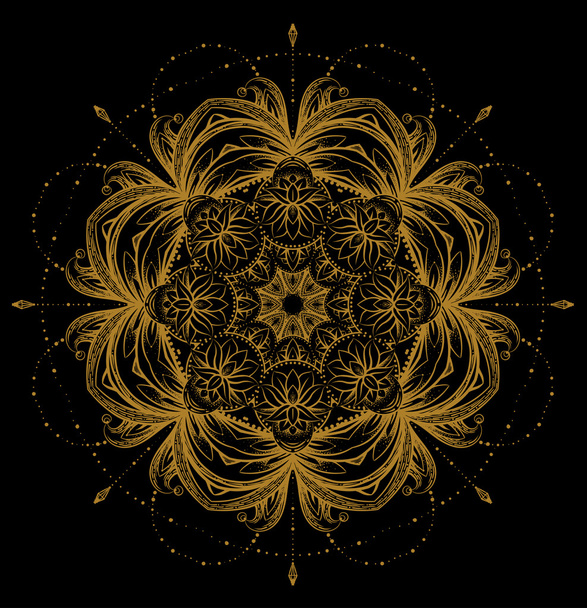 Ethnic zentangled ornamental Lotus - Vector, Imagen