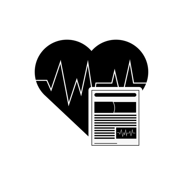 καρδιά καρδιογράφημα και ιατρικό ιστορικό εικονίδιο - Διάνυσμα, εικόνα