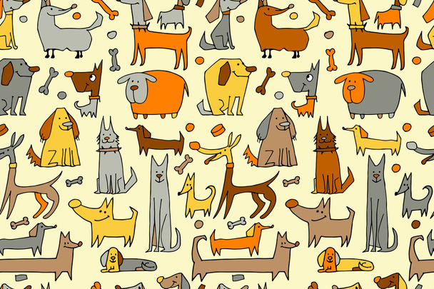 Funny dogs collection, seamless pattern for your design - Vettoriali, immagini