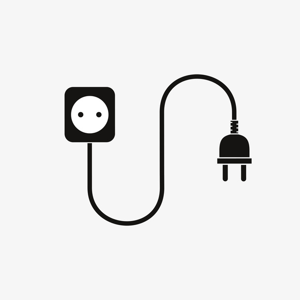 Wire plug and socket - vector illustration. - Vector, Image