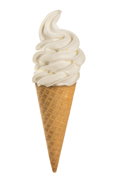 Vanilla soft ice cream waffled cone. - Valokuva, kuva