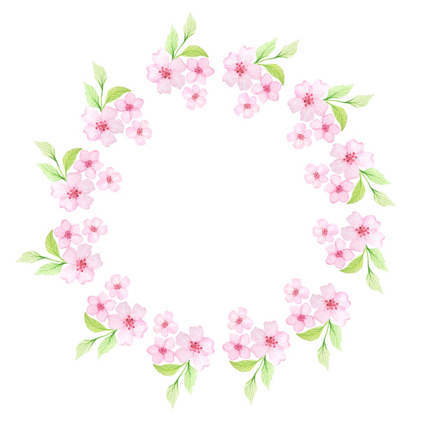 Frame with watercolor spring cherry blossoms - Zdjęcie, obraz