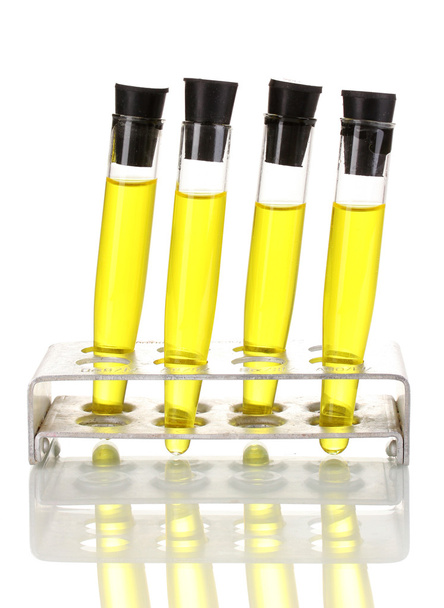 Test-tubes with yellow liquid isolated on white - Φωτογραφία, εικόνα
