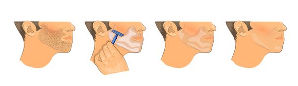 мужской бритья до и после
 - Вектор,изображение