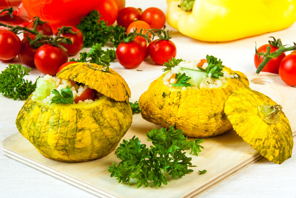 bush pumpkins (squash) stuffed with couscous - Photo, Image