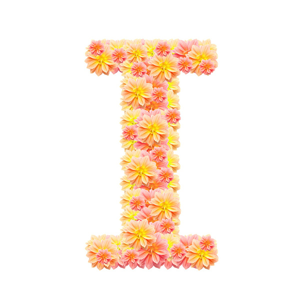 I,flower alphabet isolated on white - Photo, image