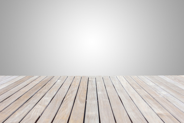 Wooden decking or flooring isolated on blank grey space for desi - Foto, Bild