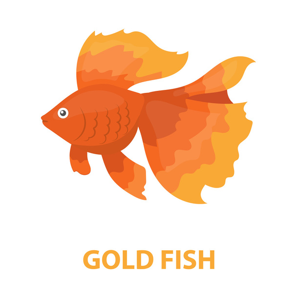 Gold fish icon cartoon. Singe aquarium fish icon from the sea,ocean life cartoon. - Вектор, зображення