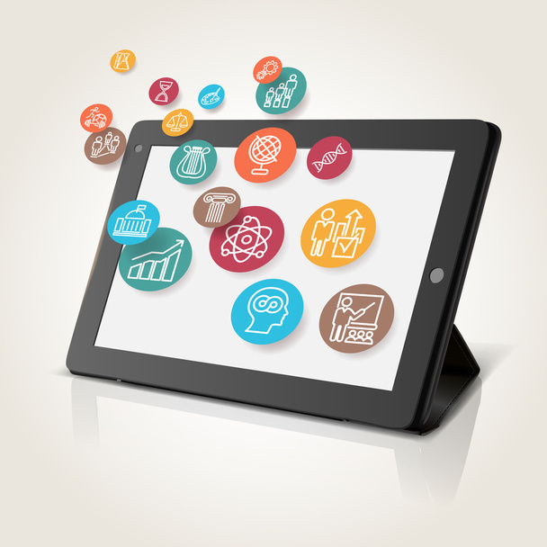 Tablet with icons - Vector, Image