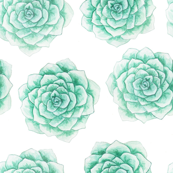 Seamless pattern with watercolor succulents  - Fotografie, Obrázek