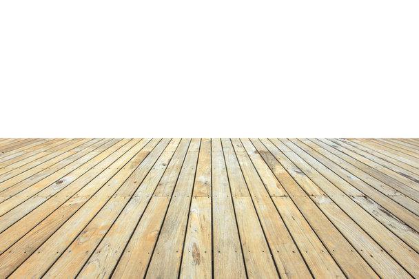 Close up old wooden flooring isolated on white  - Foto, afbeelding