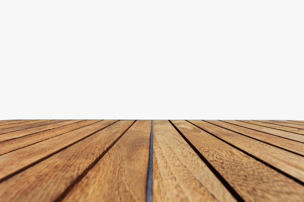 Top of teak wood table isolated on white background   - Foto, Imagem