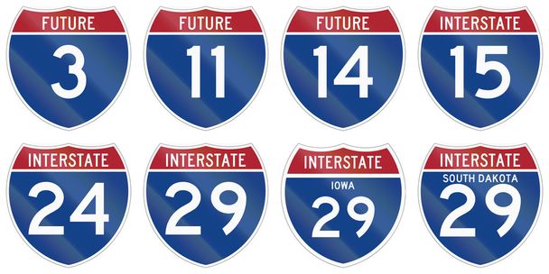 Kolekce Interstate dálnice štítů používané v USA - Fotografie, Obrázek