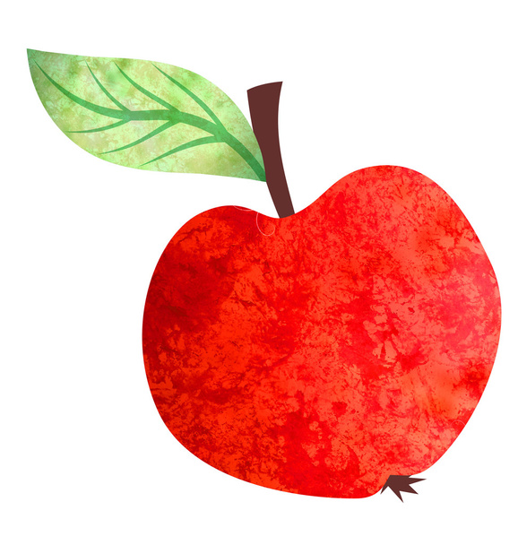 Watercolor bright red apple illustration isolated on white - Photo, Image
