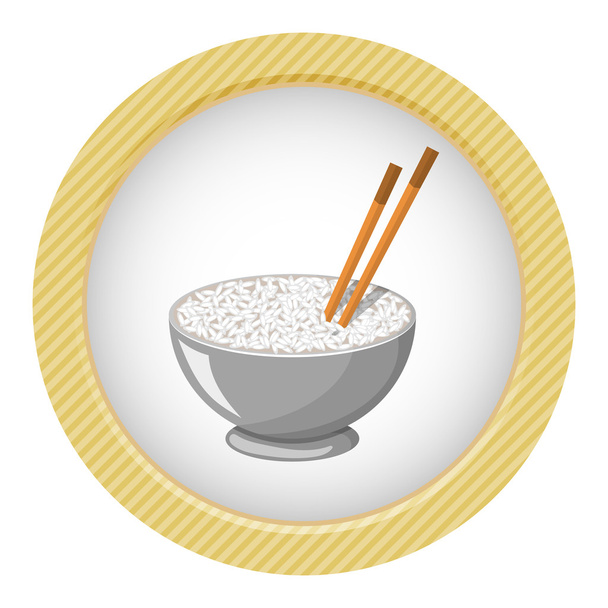 Ilustración vectorial de un tazón de arroz y palillo
 - Vector, Imagen