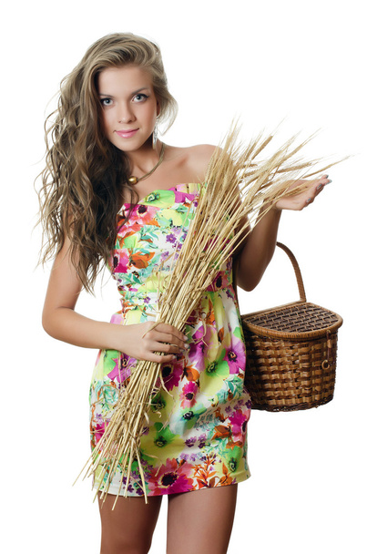 The beautiful girl with wheat ears - Fotó, kép