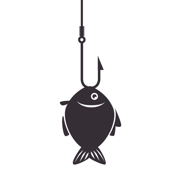 icône de poisson crochet de pêche isolé
 - Vecteur, image